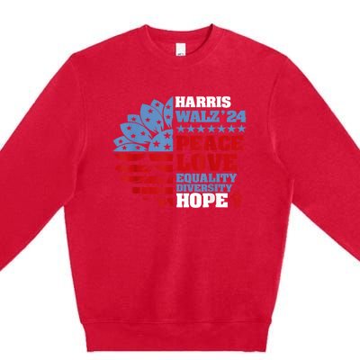 Harris Walz 2024 Peace Love Equality Diversity Hope Lgbt Premium Crewneck Sweatshirt