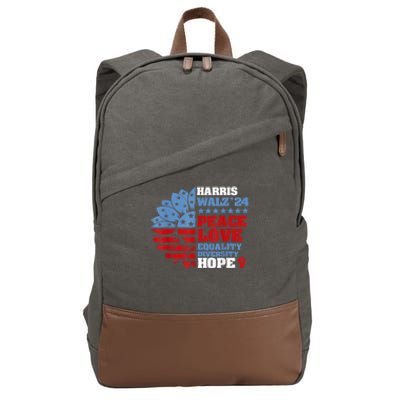 Harris Walz 2024 Peace Love Equality Diversity Hope Lgbt Cotton Canvas Backpack