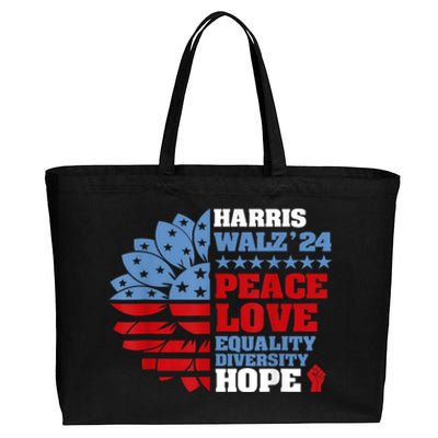 Harris Walz 2024 Peace Love Equality Diversity Hope Lgbt Cotton Canvas Jumbo Tote