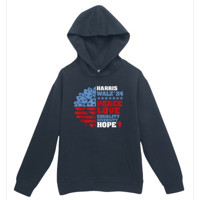 Harris Walz 2024 Peace Love Equality Diversity Hope Lgbt Urban Pullover Hoodie