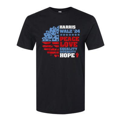 Harris Walz 2024 Peace Love Equality Diversity Hope Lgbt Softstyle CVC T-Shirt