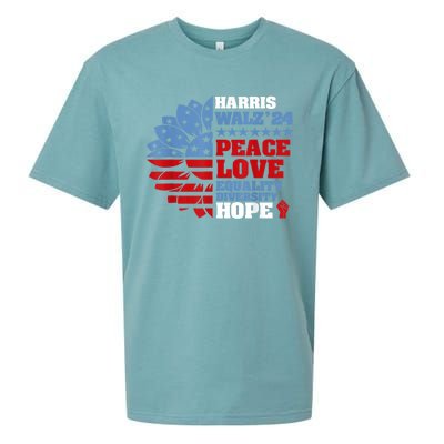 Harris Walz 2024 Peace Love Equality Diversity Hope Lgbt Sueded Cloud Jersey T-Shirt