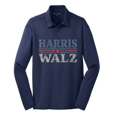 Harris Waltz 2024 Election Kamala Harris Tim Waltz 2024 Silk Touch Performance Long Sleeve Polo