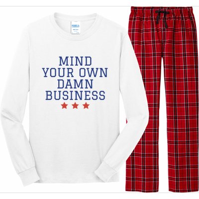 Harris Walz 2024 Mind Your Own Damn Business Long Sleeve Pajama Set