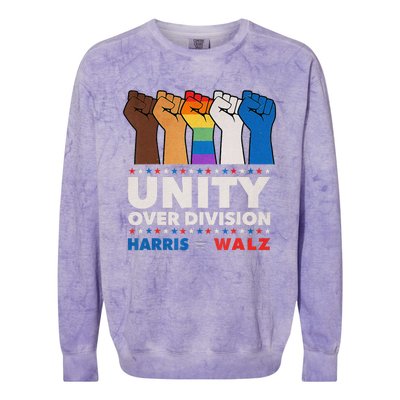 Harris Waltz 2024 Unity Over Division Colorblast Crewneck Sweatshirt