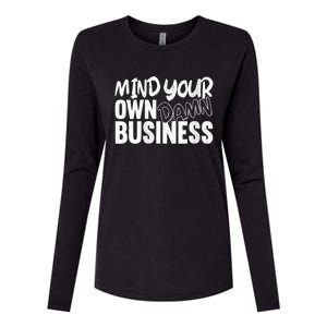 Harris Walz 2024 Mind Your Own Damn Business Womens Cotton Relaxed Long Sleeve T-Shirt