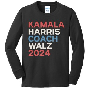 Harris Waltz 2024 Kamala Harris Coach Walz 2024 Kids Long Sleeve Shirt