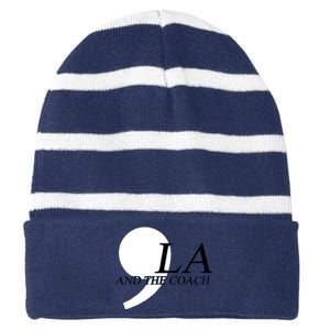 Harris Walz 2024 Comma La And The Coach Striped Beanie with Solid Band