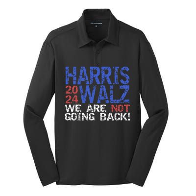 Harris Walz 2024 We Are Not Going Back Support Kamala Harris Silk Touch Performance Long Sleeve Polo