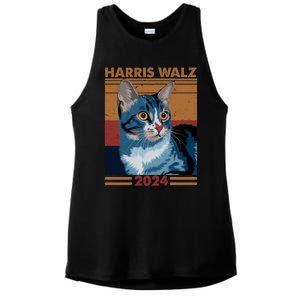 Harris Walz 2024 Funny Cat Election Kamala Harris Gift Ladies PosiCharge Tri-Blend Wicking Tank