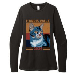 Harris Walz 2024 Funny Cat Election Kamala Harris Gift Womens CVC Long Sleeve Shirt