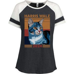 Harris Walz 2024 Funny Cat Election Kamala Harris Gift Enza Ladies Jersey Colorblock Tee