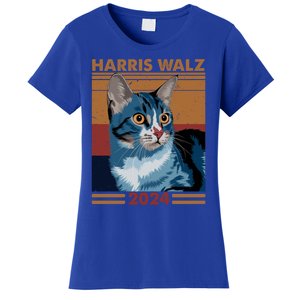 Harris Walz 2024 Funny Cat Election Kamala Harris Gift Women's T-Shirt