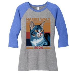 Harris Walz 2024 Funny Cat Election Kamala Harris Gift Women's Tri-Blend 3/4-Sleeve Raglan Shirt