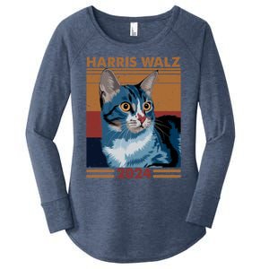 Harris Walz 2024 Funny Cat Election Kamala Harris Gift Women's Perfect Tri Tunic Long Sleeve Shirt