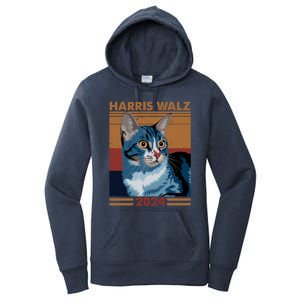 Harris Walz 2024 Funny Cat Election Kamala Harris Gift Women's Pullover Hoodie