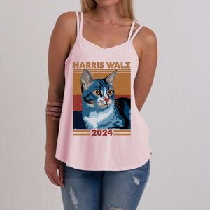 Harris Walz 2024 Funny Cat Election Kamala Harris Gift Women's Strappy Tank