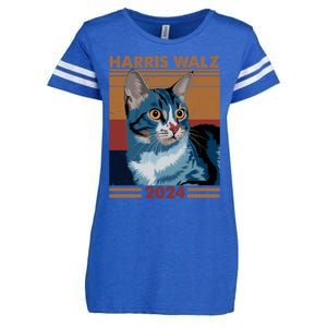 Harris Walz 2024 Funny Cat Election Kamala Harris Gift Enza Ladies Jersey Football T-Shirt