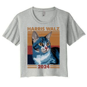 Harris Walz 2024 Funny Cat Election Kamala Harris Gift Women's Crop Top Tee