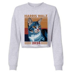 Harris Walz 2024 Funny Cat Election Kamala Harris Gift Cropped Pullover Crew