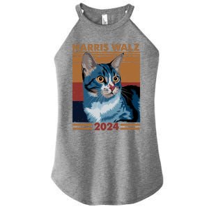 Harris Walz 2024 Funny Cat Election Kamala Harris Gift Women's Perfect Tri Rocker Tank