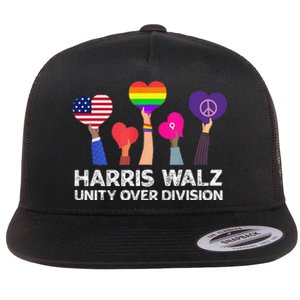 Harris Waltz 2024 Unity Over Division Kamala Harris Tim Walz Flat Bill Trucker Hat