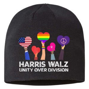 Harris Waltz 2024 Unity Over Division Kamala Harris Tim Walz Sustainable Beanie