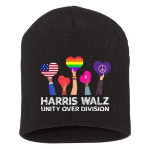 Harris Waltz 2024 Unity Over Division Kamala Harris Tim Walz Short Acrylic Beanie