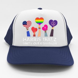 Harris Waltz 2024 Unity Over Division Kamala Harris Tim Walz Trucker Hat