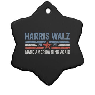 Harris Walz 2024 Make America Kind Again Harris Waltz Quote Ceramic Star Ornament