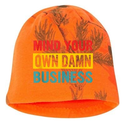 Harris Walz 2024 Mind Your Own Damn Business Kati - Camo Knit Beanie