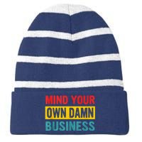 Harris Walz 2024 Mind Your Own Damn Business Striped Beanie with Solid Band