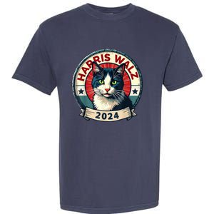 Harris Walz 2024 Funny Cat Election Kamala Harris Tim Waltz Garment-Dyed Heavyweight T-Shirt