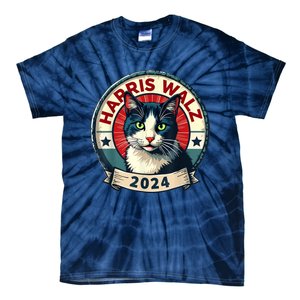 Harris Walz 2024 Funny Cat Election Kamala Harris Tim Waltz Tie-Dye T-Shirt