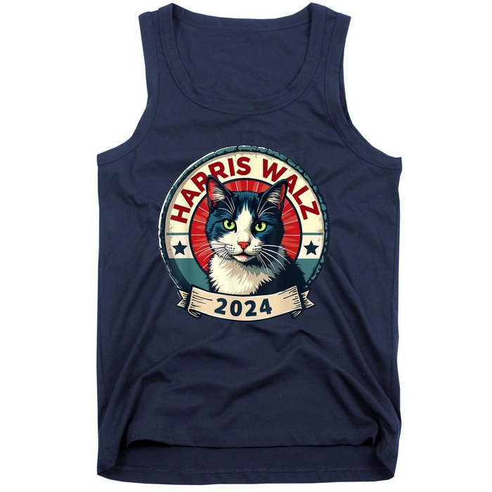 Harris Walz 2024 Funny Cat Election Kamala Harris Tim Waltz Tank Top