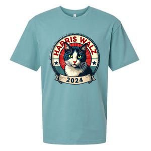 Harris Walz 2024 Funny Cat Election Kamala Harris Tim Waltz Sueded Cloud Jersey T-Shirt