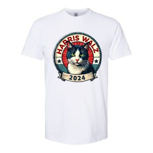 Harris Walz 2024 Funny Cat Election Kamala Harris Tim Waltz Softstyle CVC T-Shirt