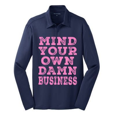 Harris Walz 2024 Mind Your Own Damn Business Silk Touch Performance Long Sleeve Polo