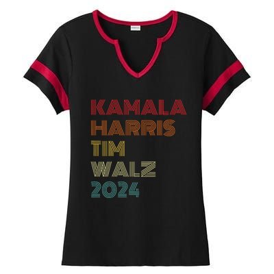 Harris Walz 2024 Kamala Harris Tim Walz Waltz Vintage Style Ladies Halftime Notch Neck Tee