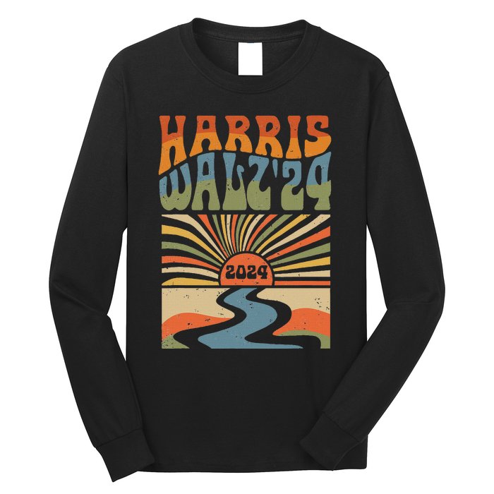 Harris Waltz 2024 Election Kamala Harris Usa Flag High Heels Long Sleeve Shirt