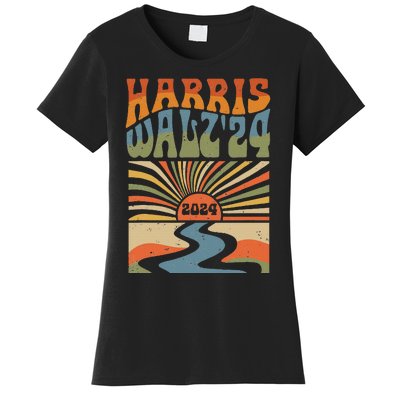 Harris Waltz 2024 Election Kamala Harris Usa Flag High Heels Women's T-Shirt