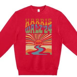 Harris Waltz 2024 Election Kamala Harris Usa Flag High Heels Premium Crewneck Sweatshirt