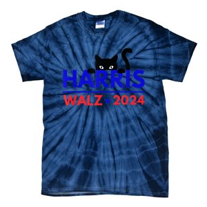 Harris Walz 2024 Funny Cat Election Kamala Harris Tim Waltz Tie-Dye T-Shirt