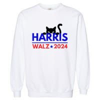 Harris Walz 2024 Funny Cat Election Kamala Harris Tim Waltz Garment-Dyed Sweatshirt