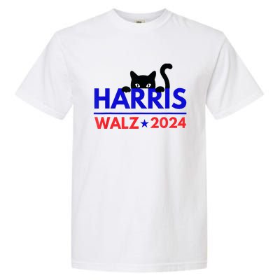 Harris Walz 2024 Funny Cat Election Kamala Harris Tim Waltz Garment-Dyed Heavyweight T-Shirt