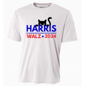 Harris Walz 2024 Funny Cat Election Kamala Harris Tim Waltz Cooling Performance Crew T-Shirt