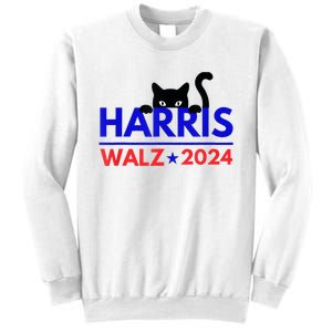 Harris Walz 2024 Funny Cat Election Kamala Harris Tim Waltz Sweatshirt