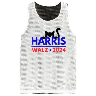 Harris Walz 2024 Funny Cat Election Kamala Harris Tim Waltz Mesh Reversible Basketball Jersey Tank