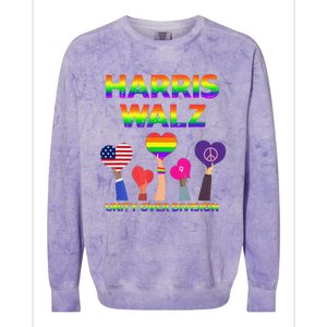 Harris Waltz 2024 Unity Over Division Kamala Harris Tim Walz Colorblast Crewneck Sweatshirt