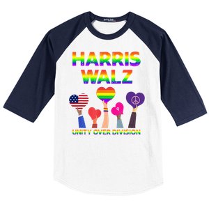 Harris Waltz 2024 Unity Over Division Kamala Harris Tim Walz Baseball Sleeve Shirt